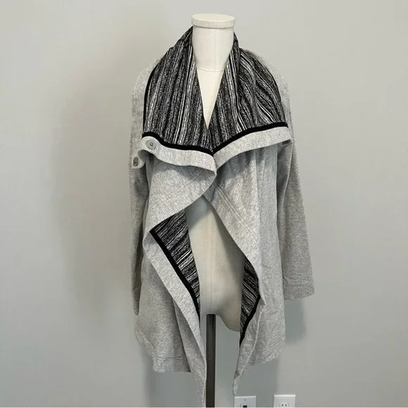 Lululemon Savasana Wrap Sweater Coal Strata Stripe - Picture 12 of 16